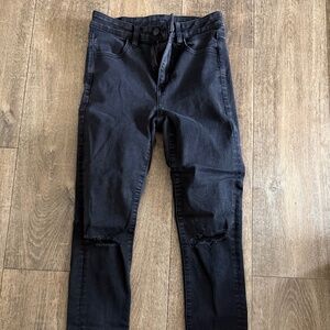 American Eagle High Rise Jeggings Ripped Black Skinny Jeans Size 4